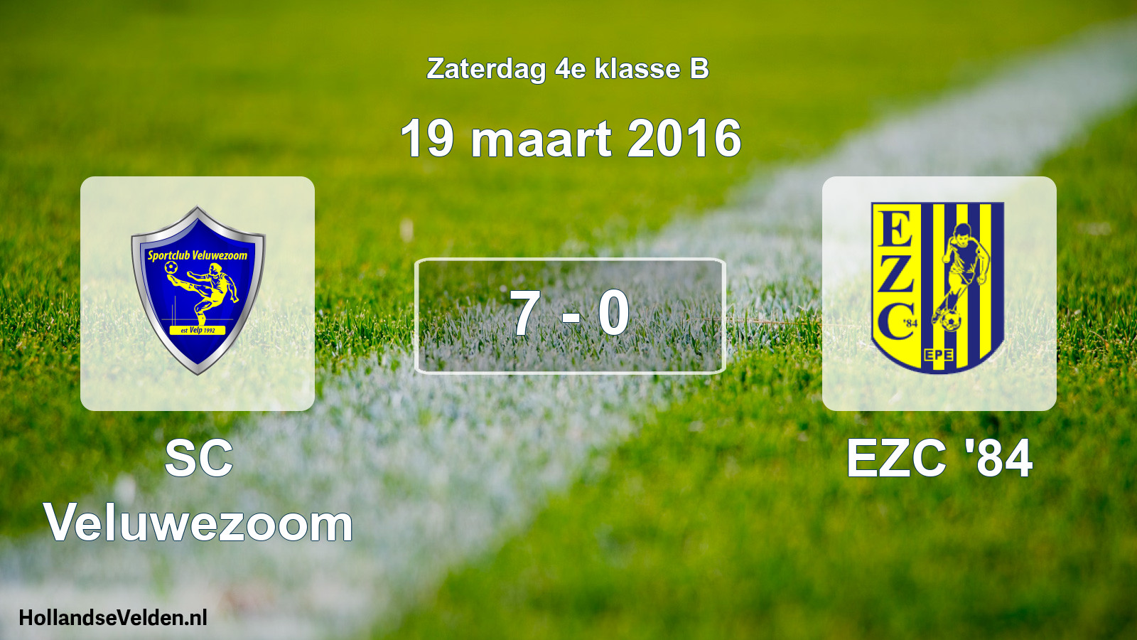 Total number of matches played: SC Veluwezoom - EZC '84 7 - 0 (19 March 2016)