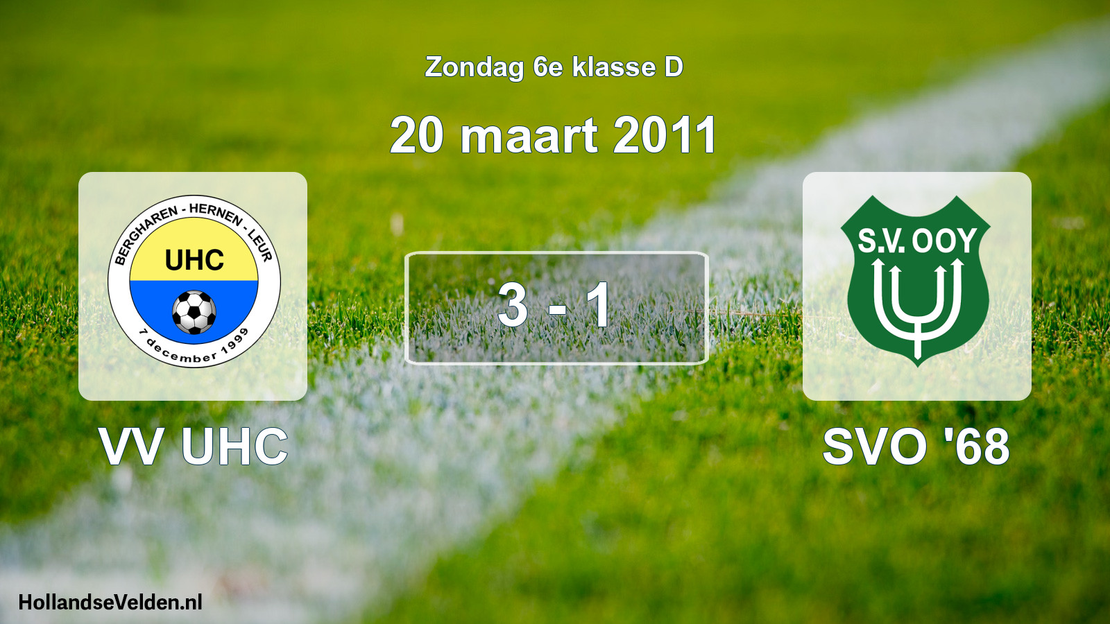 Total number of matches played: VV UHC - SVO '68 3 - 1 (20 March 2011)