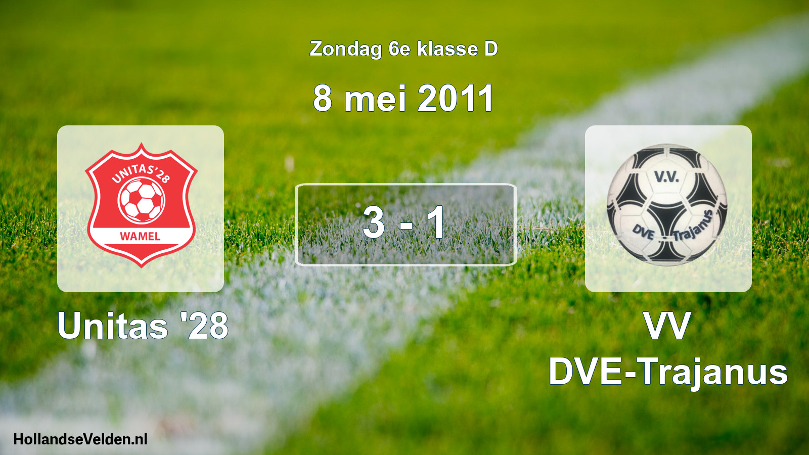 Total number of matches played: Unitas '28 - VV DVE-Trajanus 3 - 1 (8 May 2011)