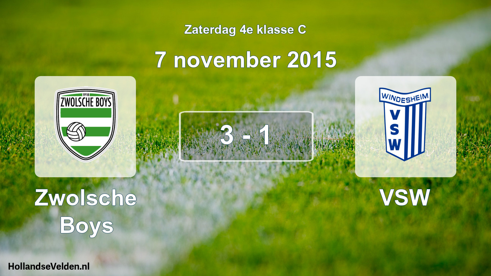 Total number of matches played: Zwolsche Boys - VSW 3 - 1 (7 November 2015)
