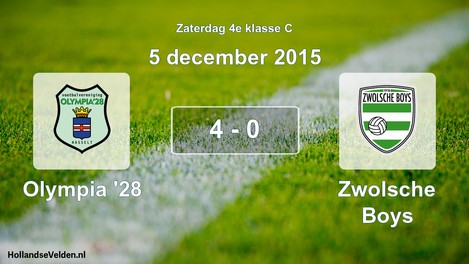 Total number of matches played: Olympia '28 - Zwolsche Boys 4 - 0 (5 December 2015)