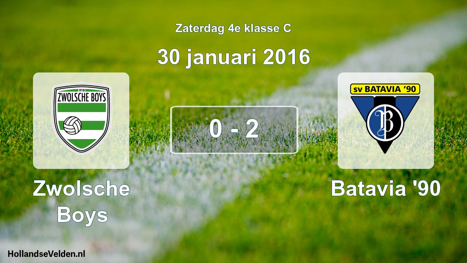 Total number of matches played: Zwolsche Boys - Batavia '90 0 - 2 (30 January 2016)