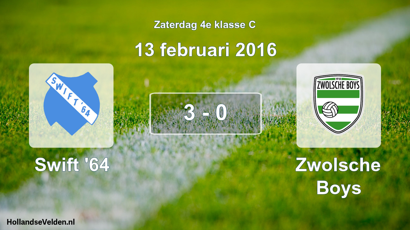 Total number of matches played: Swift '64 - Zwolsche Boys 3 - 0 (13 February 2016)