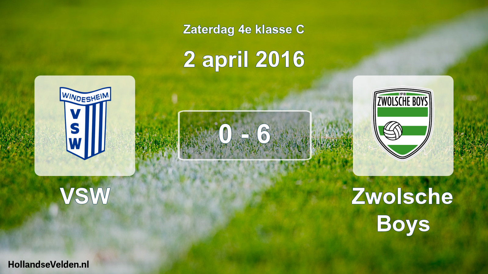Total number of matches played: VSW - Zwolsche Boys 0 - 6 (2 April 2016)