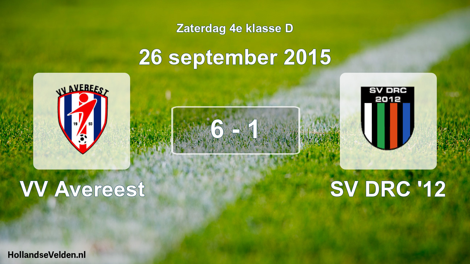 Total number of matches played: VV Avereest - SV DRC '12 6 - 1 (26 September 2015)