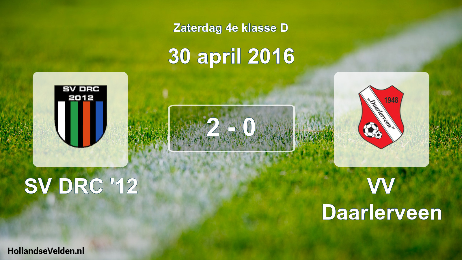 Total number of matches played: SV DRC '12 - VV Daarlerveen 2 - 0 (30 April 2016)