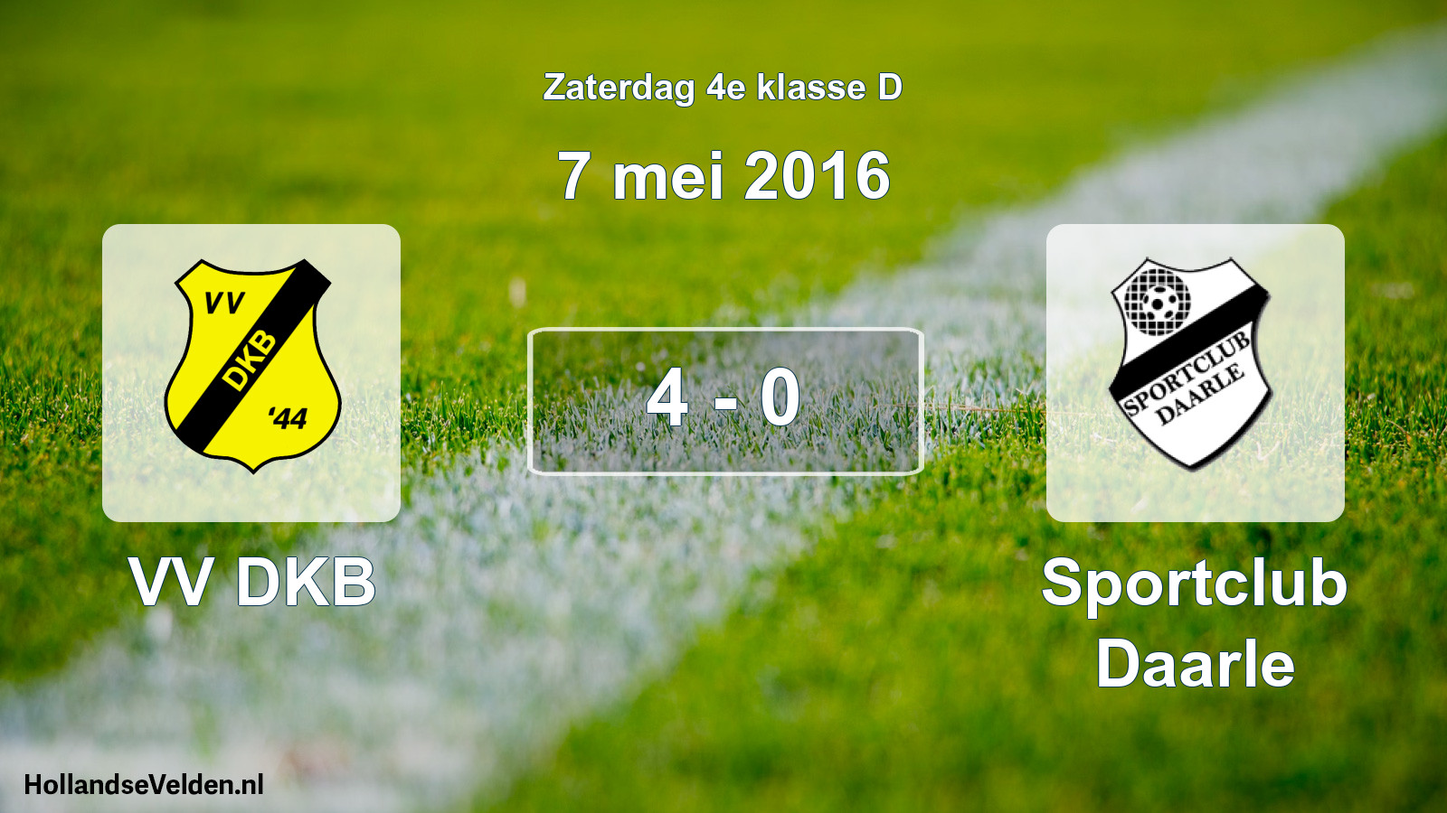 Total number of matches played: VV DKB - Sportclub Daarle 4 - 0 (7 May 2016)