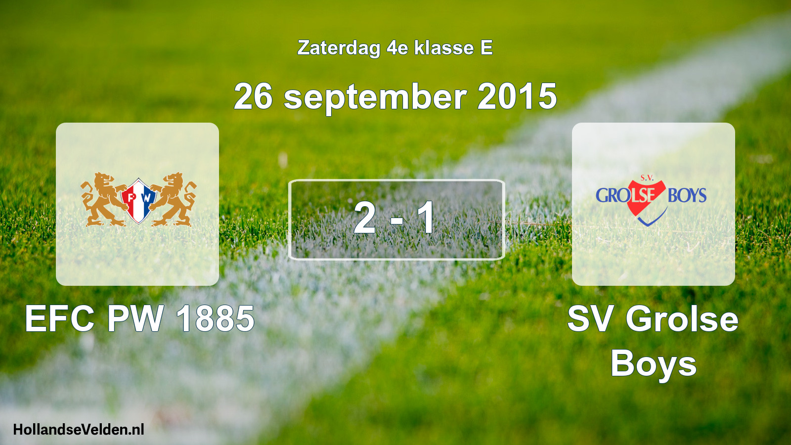 Total number of matches played: PW 1885 - SV Grolse Boys 2 - 1 (26 September 2015)