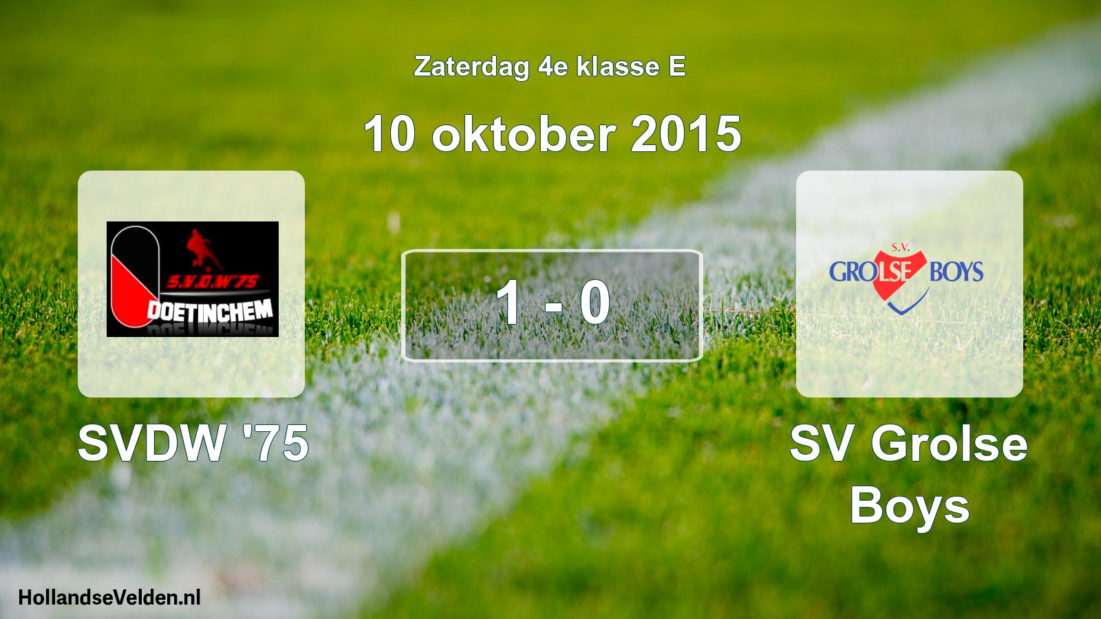 Total number of matches played: SVDW '75 - SV Grolse Boys 1 - 0 (10 October 2015)