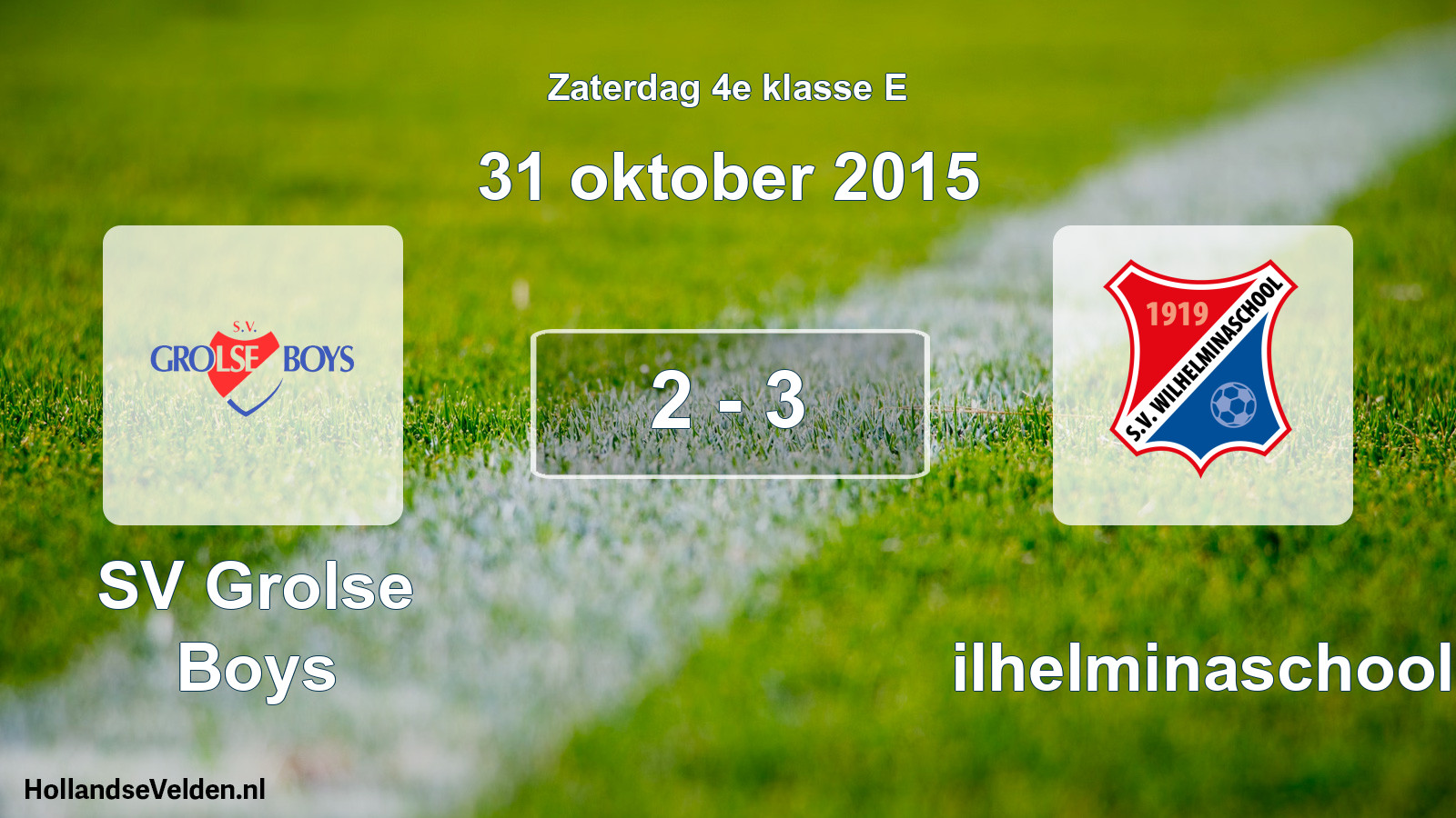 Total number of matches played: SV Grolse Boys - Wilhelminaschool 2 - 3 (31 October 2015)