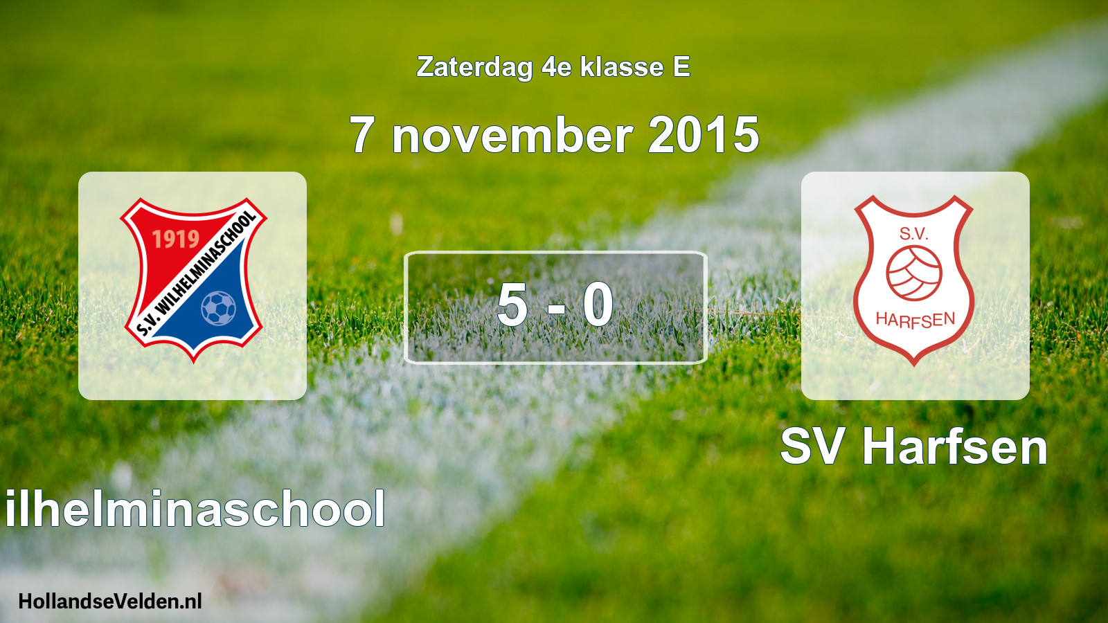 Total number of matches played: Wilhelminaschool - SV Harfsen 5 - 0 (7 November 2015)