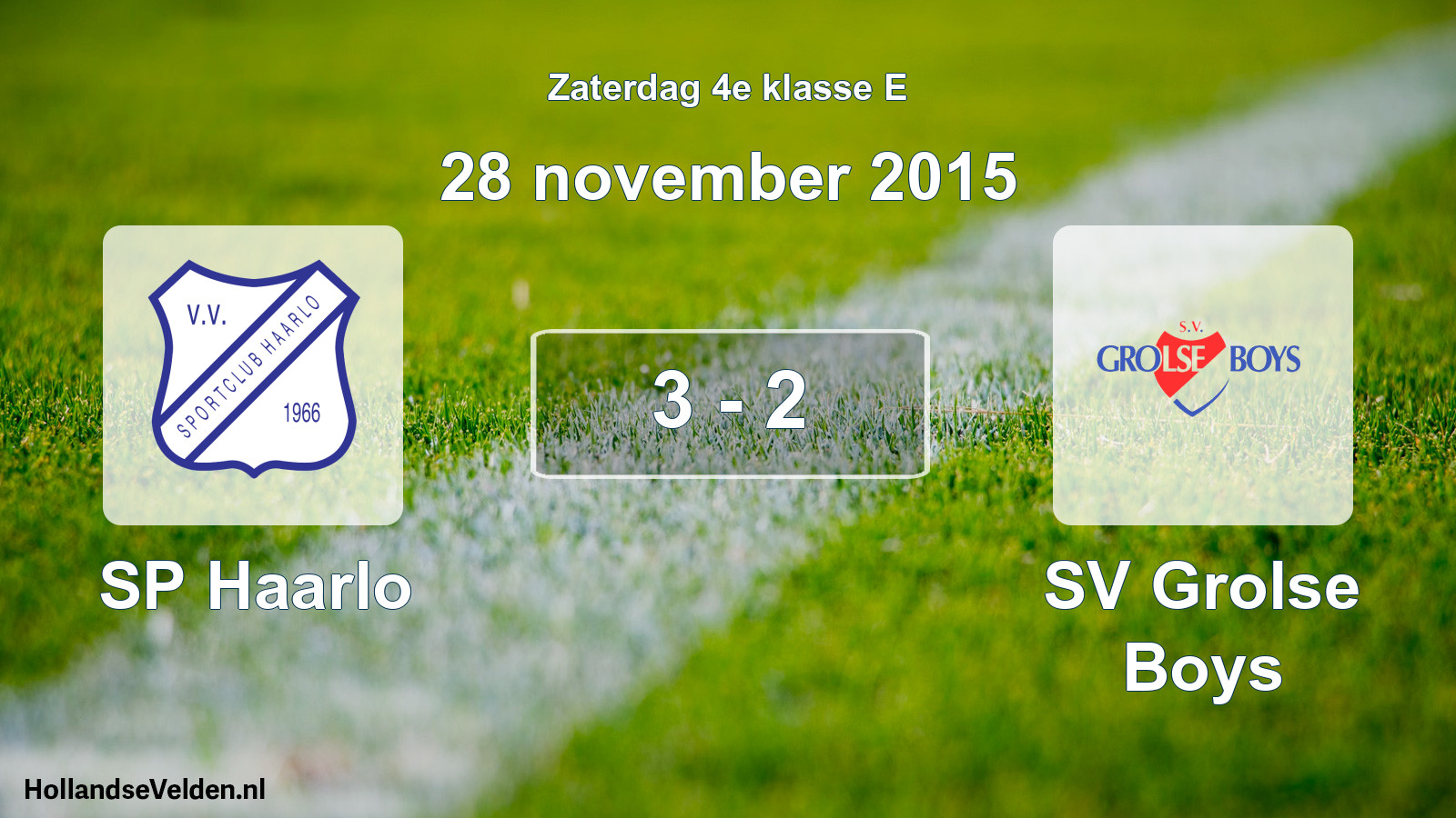 Total number of matches played: SP Haarlo - SV Grolse Boys 3 - 2 (28 November 2015)