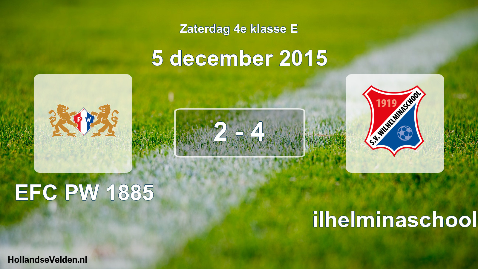 Total number of matches played: PW 1885 - Wilhelminaschool 2 - 4 (5 December 2015)