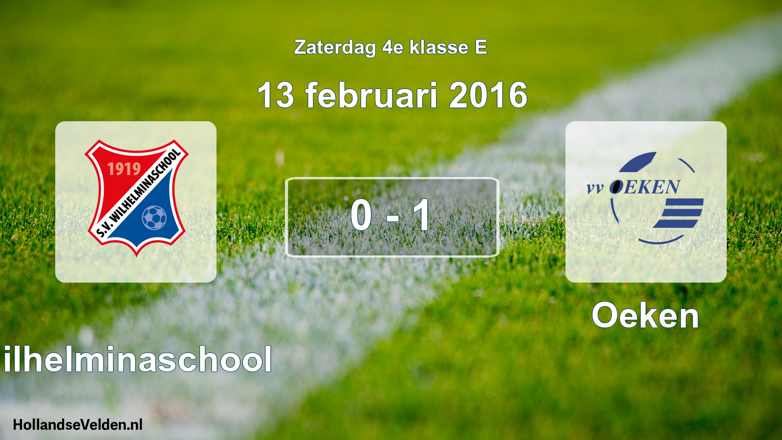 Total number of matches played: Wilhelminaschool - Oeken 0 - 1 (13 February 2016)