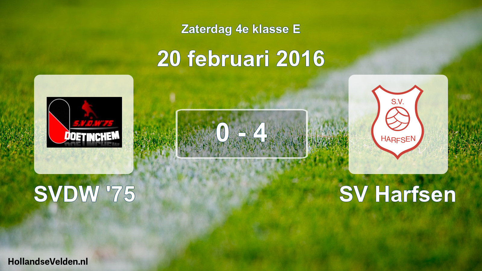 Total number of matches played: SVDW '75 - SV Harfsen 0 - 4 (20 February 2016)