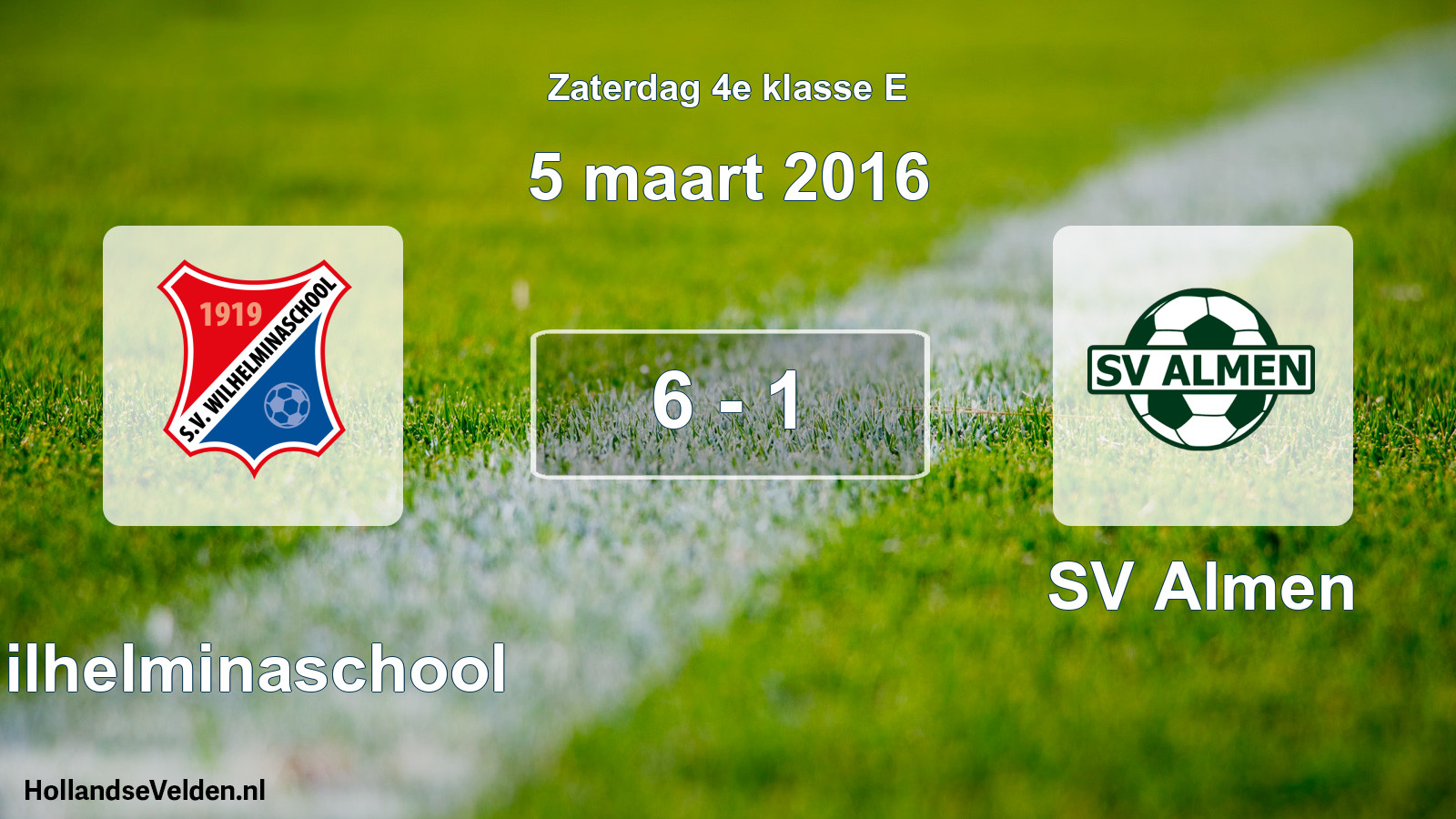 Total number of matches played: Wilhelminaschool - SV Almen 6 - 1 (5 March 2016)