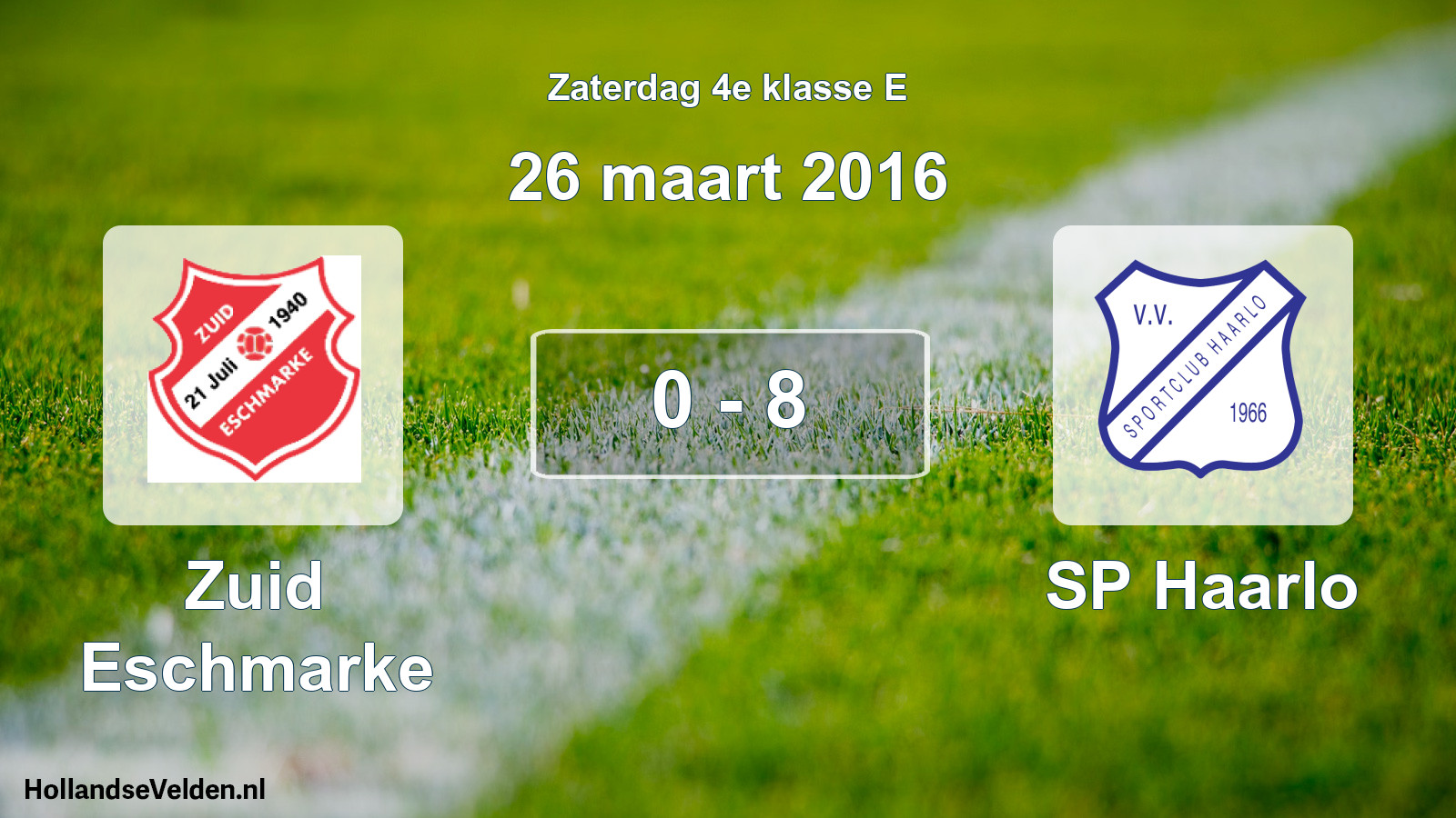 Total number of matches played: Zuid Eschmarke - SP Haarlo 0 - 8 (26 March 2016)