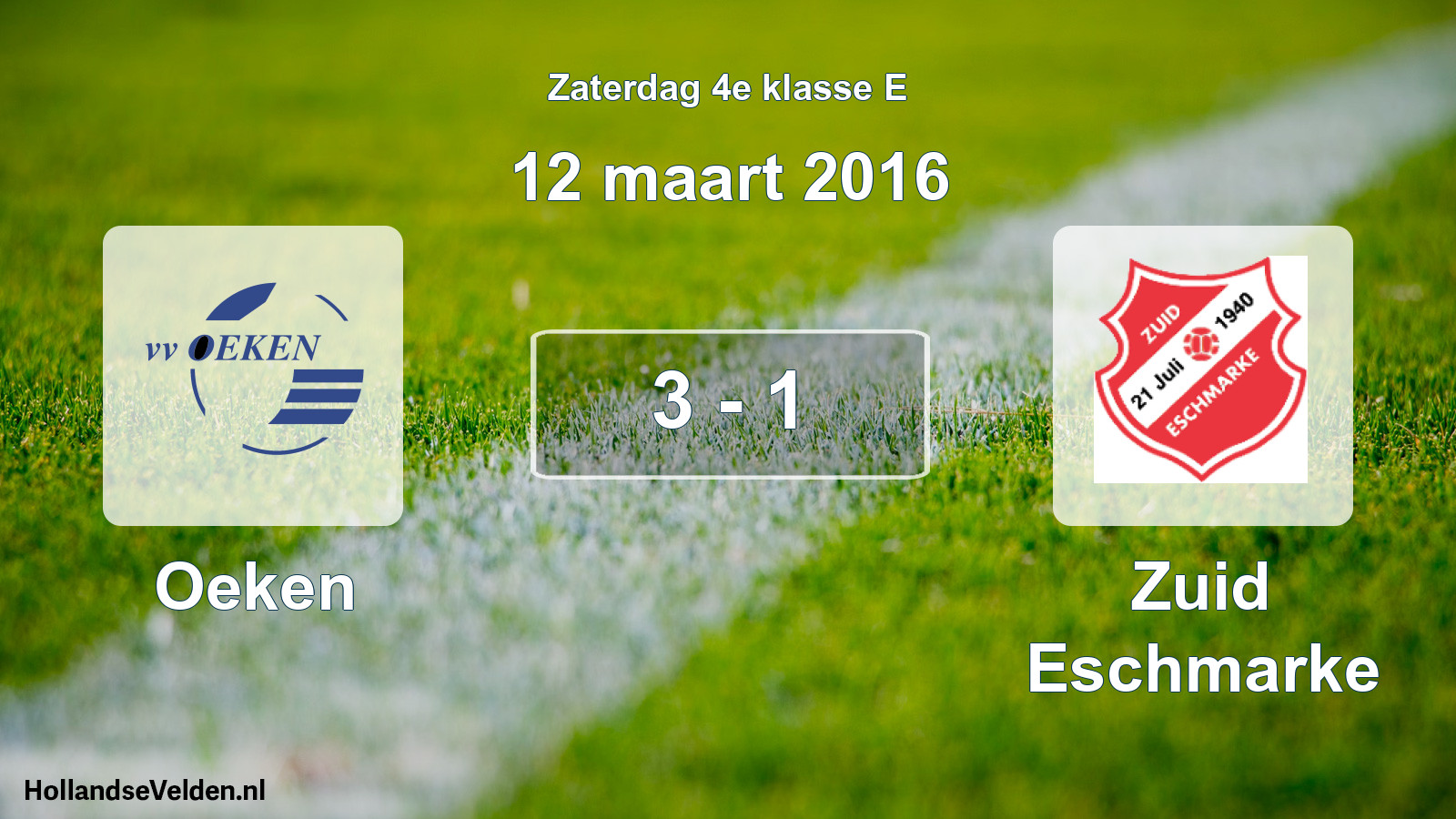 Total number of matches played: Oeken - Zuid Eschmarke 3 - 1 (12 March 2016)