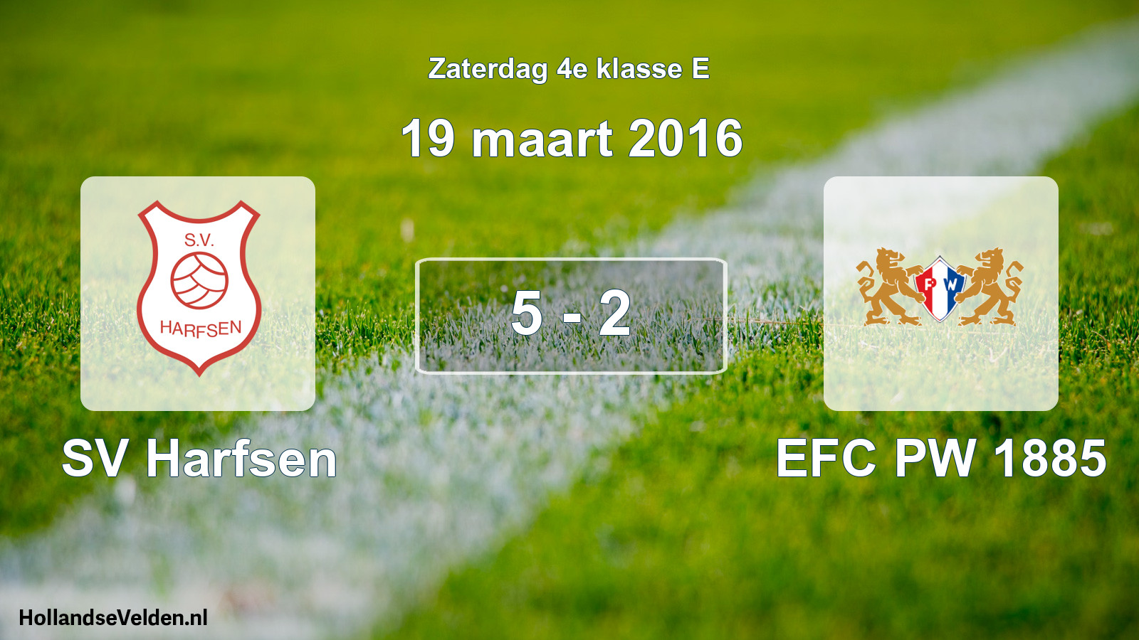 Total number of matches played: SV Harfsen - PW 1885 5 - 2 (19 March 2016)