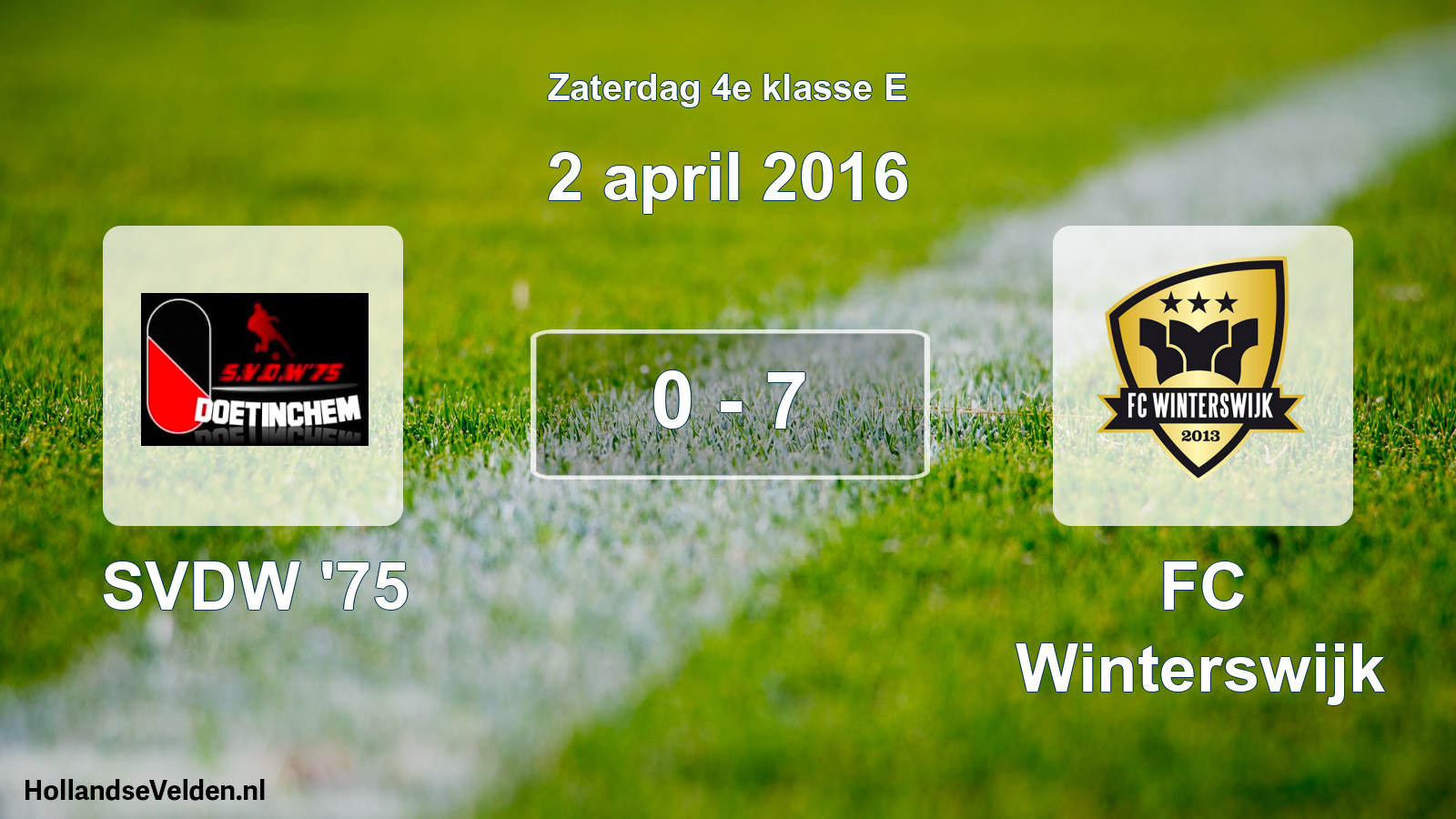 Total number of matches played: SVDW '75 - FC Winterswijk 0 - 7 (2 April 2016)