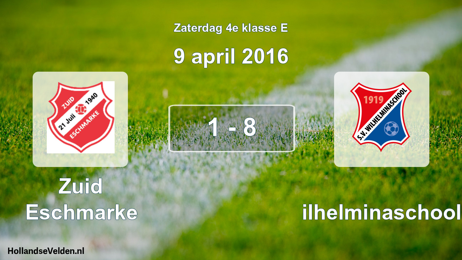 Total number of matches played: Zuid Eschmarke - Wilhelminaschool 1 - 8 (9 April 2016)