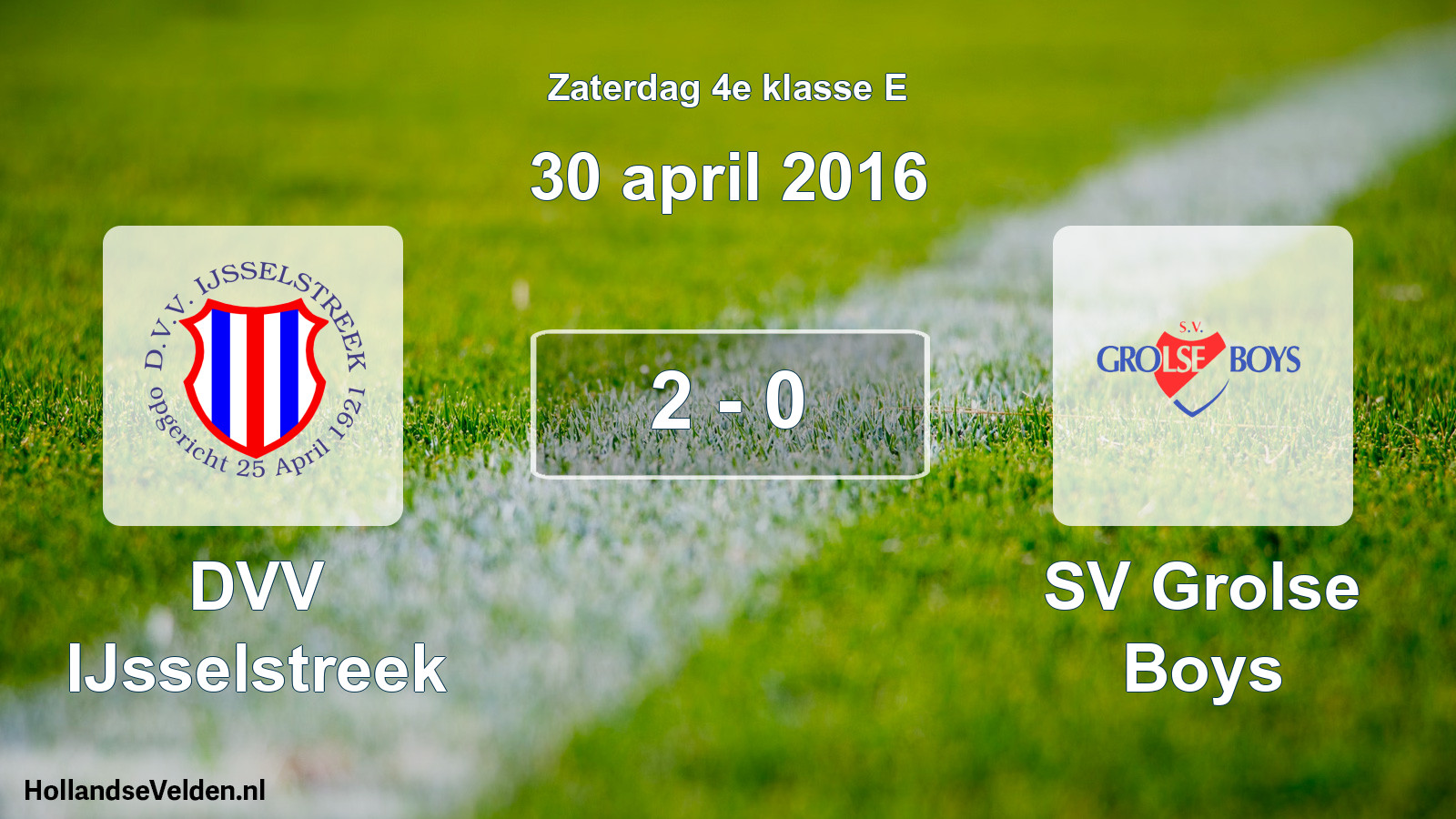 Total number of matches played: DVV IJsselstreek - SV Grolse Boys 2 - 0 (30 April 2016)