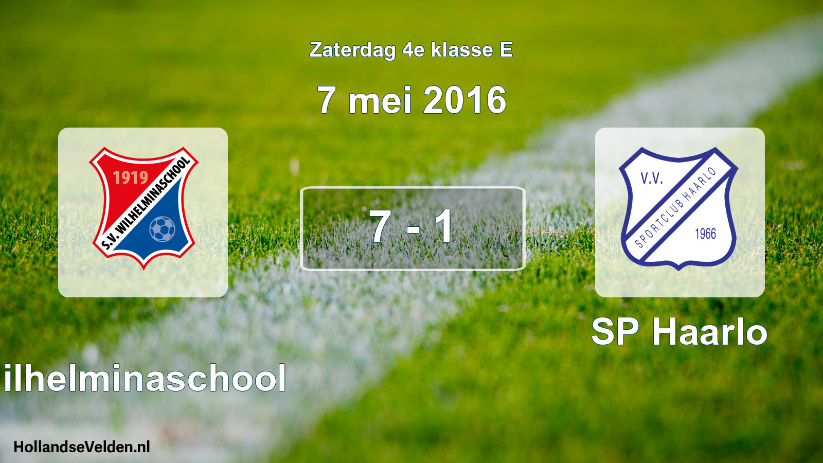 Total number of matches played: Wilhelminaschool - SP Haarlo 7 - 1 (7 May 2016)