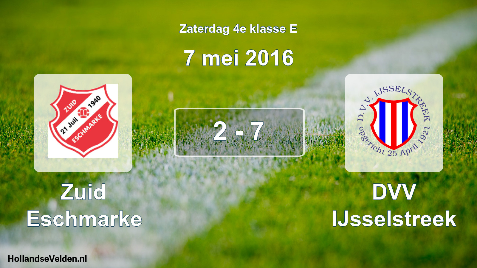 Total number of matches played: Zuid Eschmarke - DVV IJsselstreek 2 - 7 (7 May 2016)