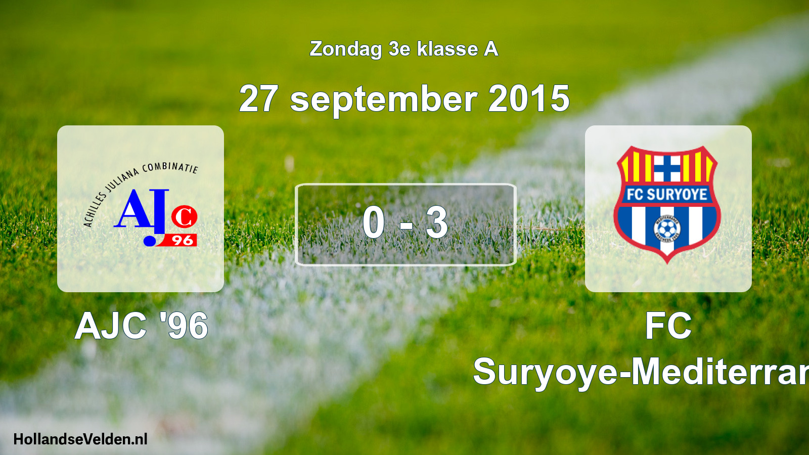 Total number of matches played: AJC '96 - FC Suryoye-Mediterraneo 0 - 3 (27 September 2015)