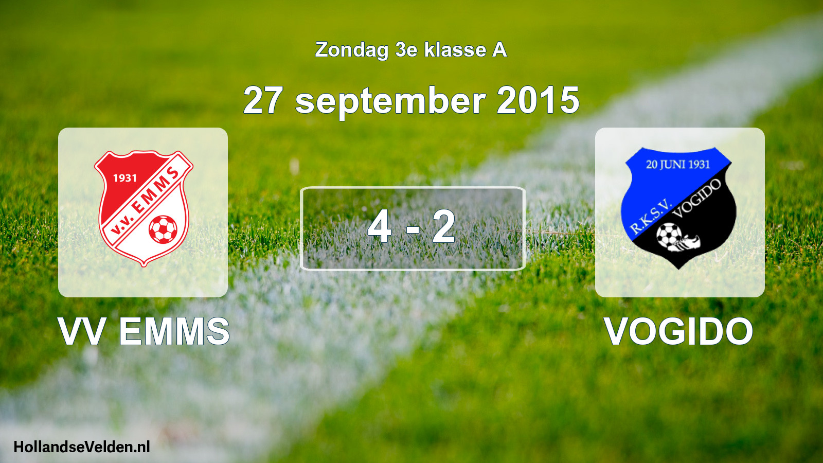 Total number of matches played: VV EMMS - VOGIDO 4 - 2 (27 September 2015)