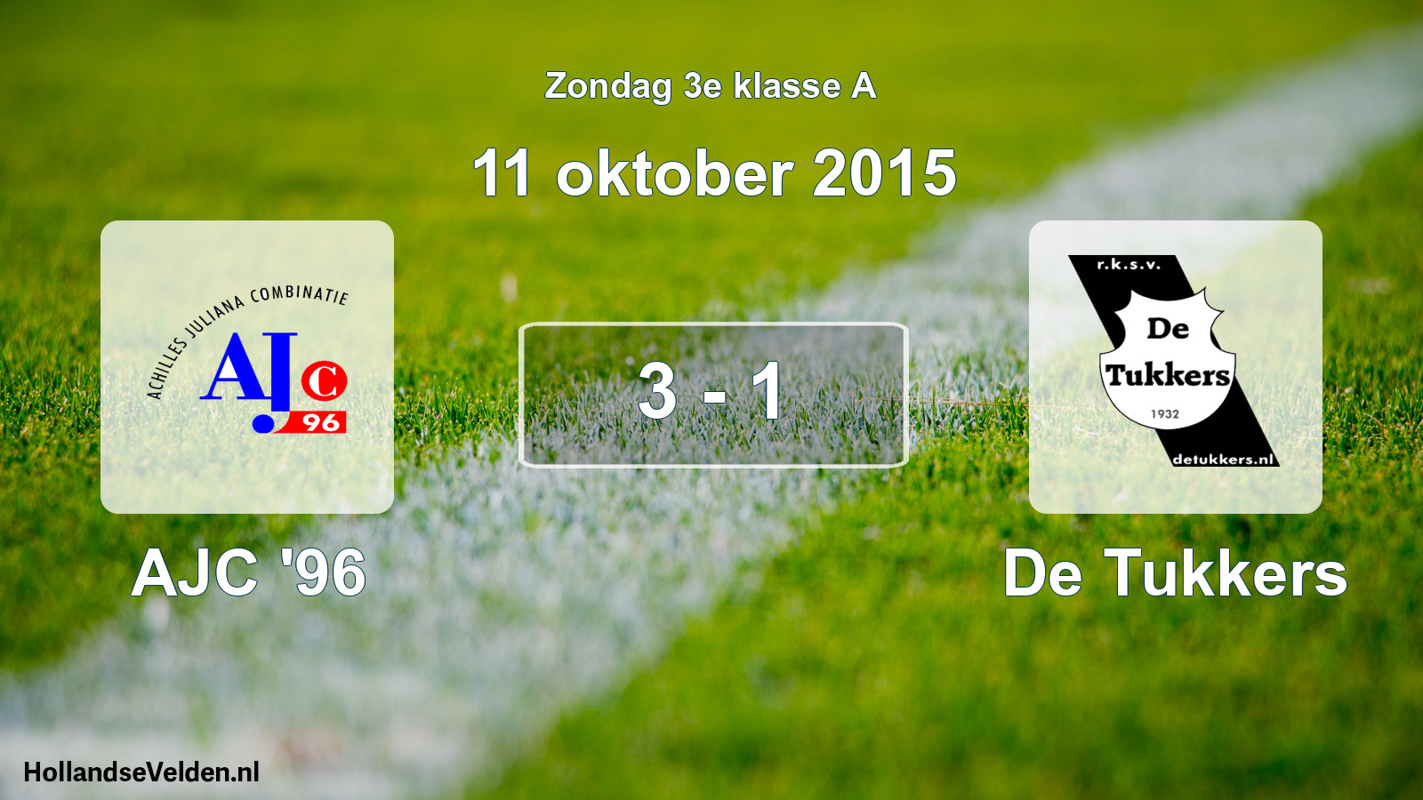 Total number of matches played: AJC '96 - De Tukkers 3 - 1 (11 October 2015)