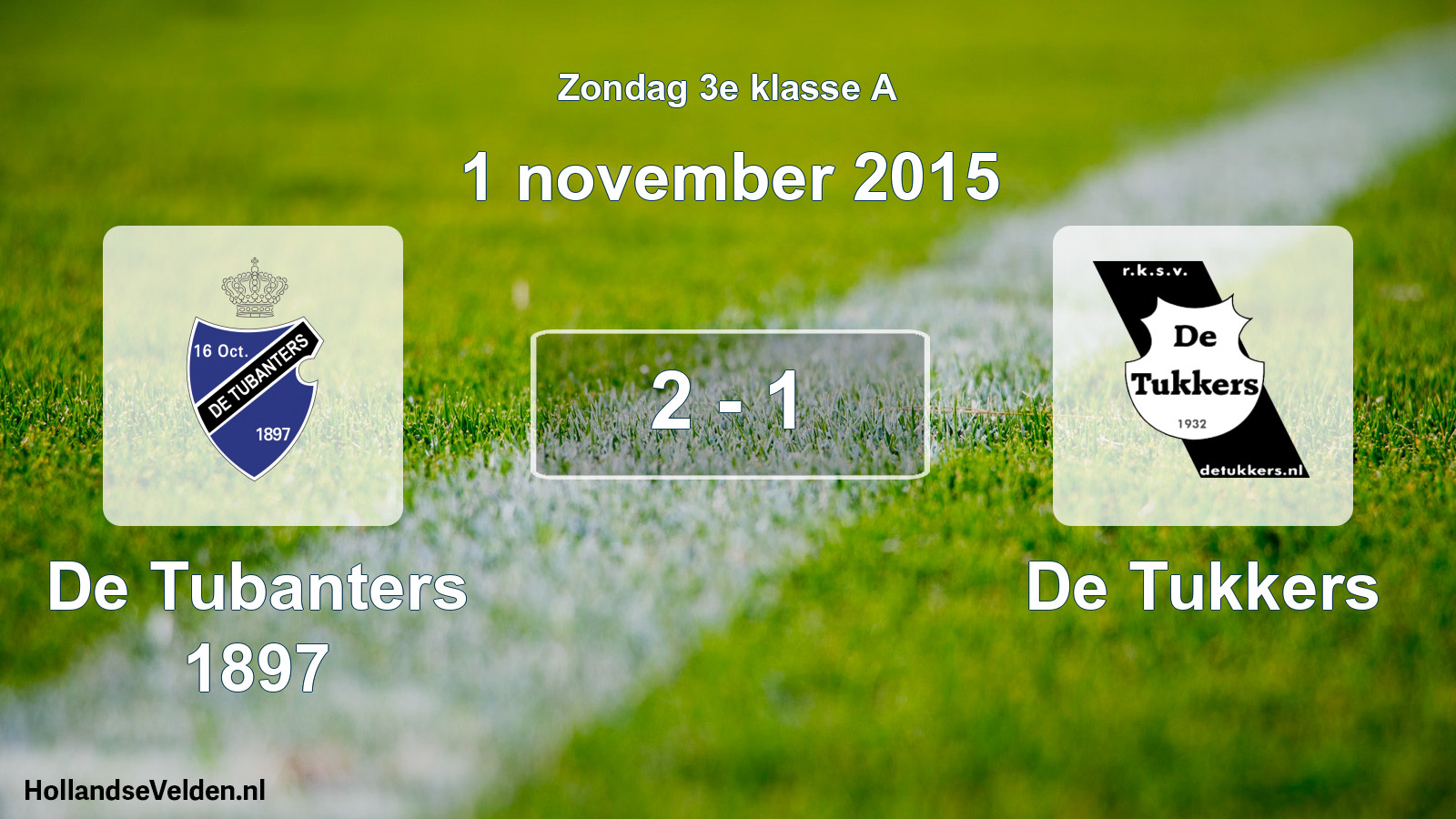 Gespeelde wedstrijd: De Tubanters 1897 - De Tukkers 2 - 1 (1 november 2015)
