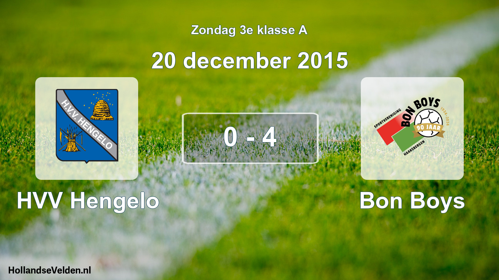 Total number of matches played: HVV Hengelo - Bon Boys 0 - 4 (20 December 2015)