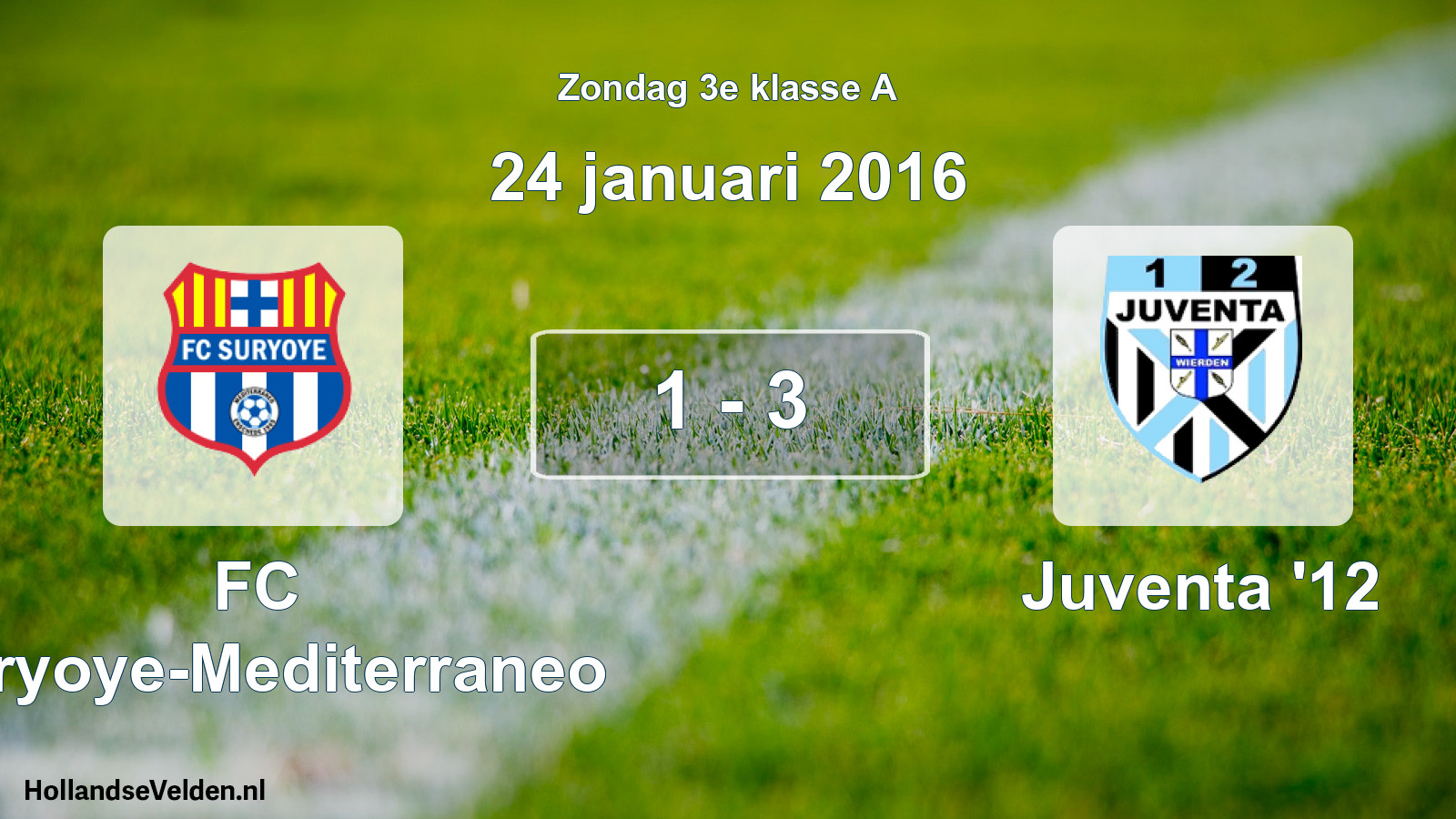 Total number of matches played: FC Suryoye-Mediterraneo - Juventa '12 1 - 3 (24 January 2016)