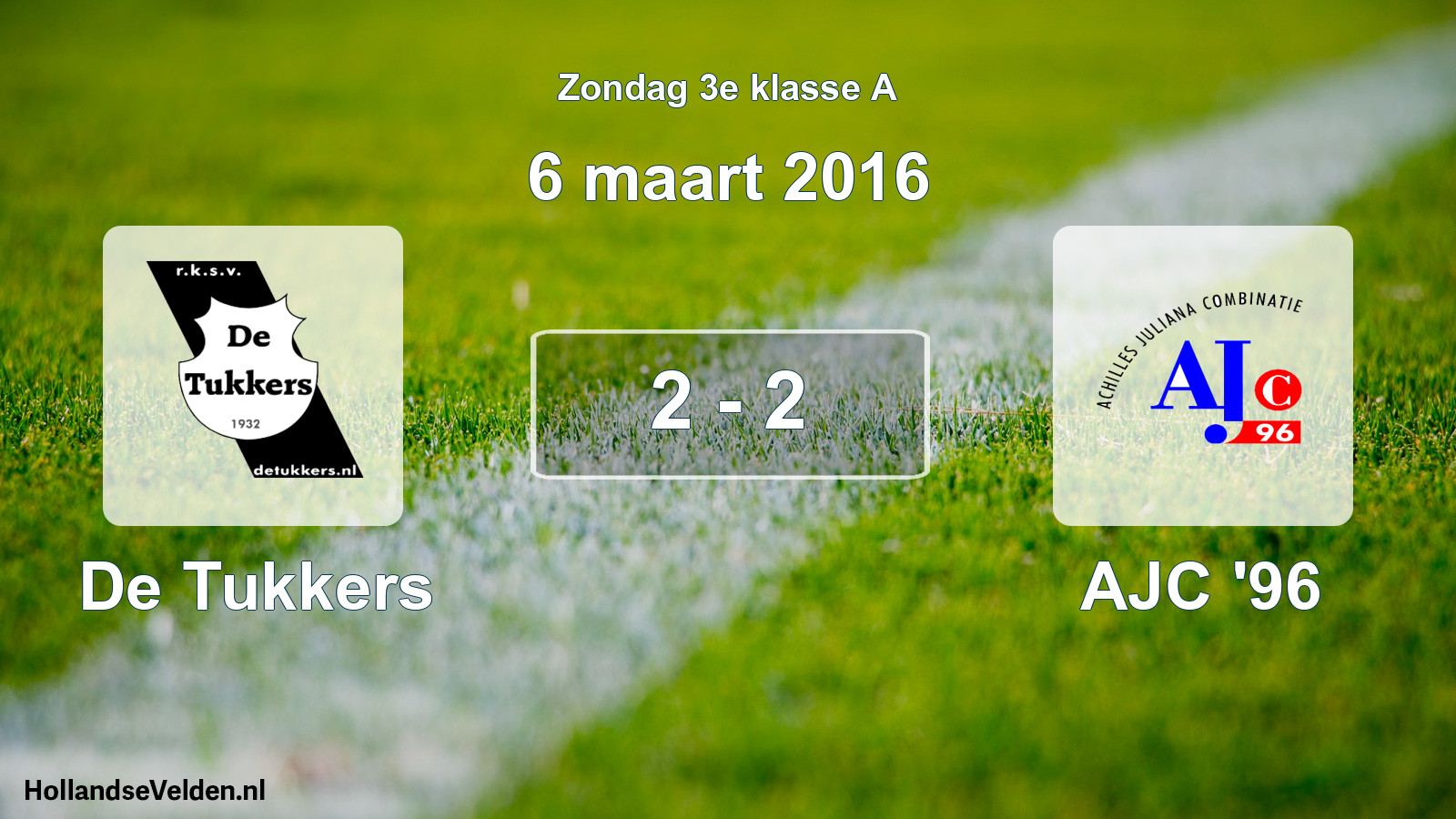 Total number of matches played: De Tukkers - AJC '96 2 - 2 (6 March 2016)