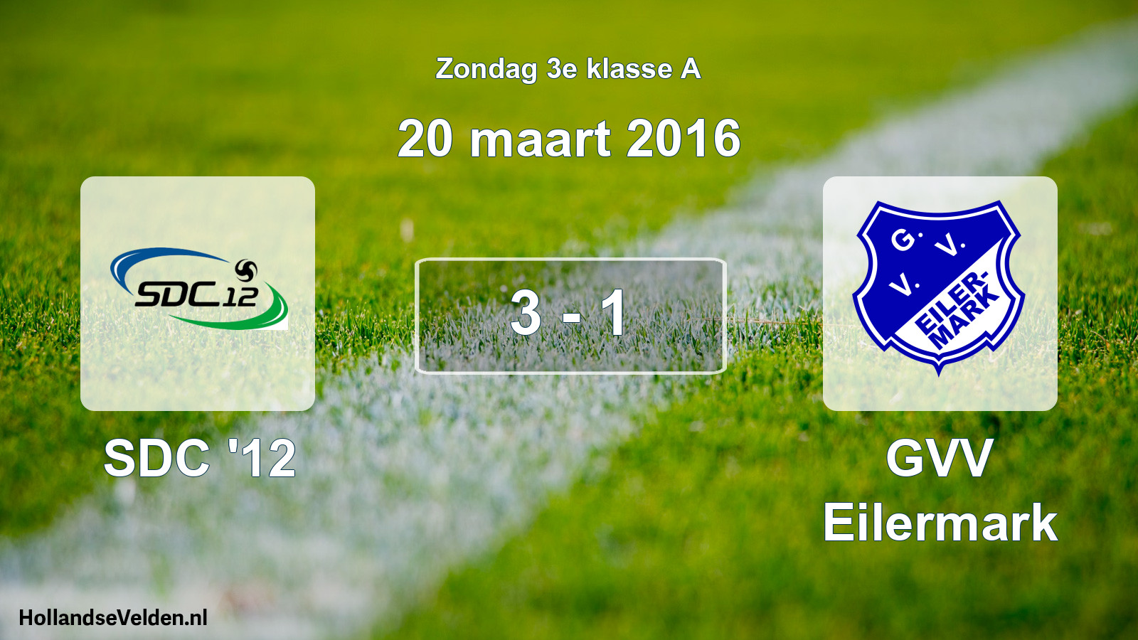 Total number of matches played: SDC '12 - GVV Eilermark 3 - 1 (20 March 2016)
