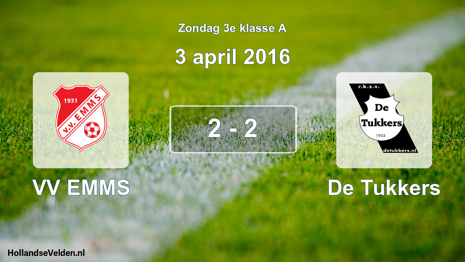 Total number of matches played: VV EMMS - De Tukkers 2 - 2 (3 April 2016)