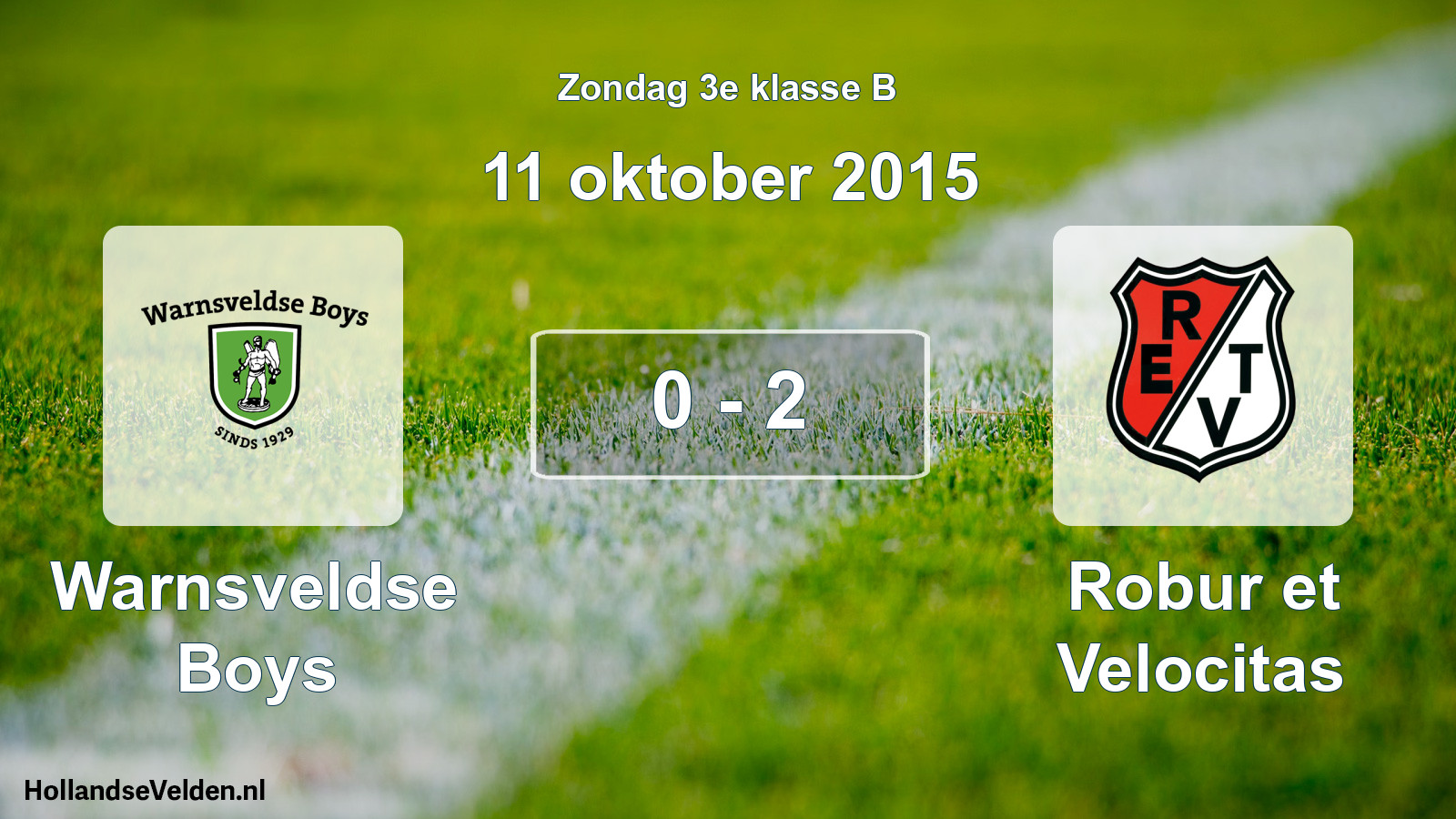 Total number of matches played: Warnsveldse Boys - Robur et Velocitas 0 - 2 (11 October 2015)