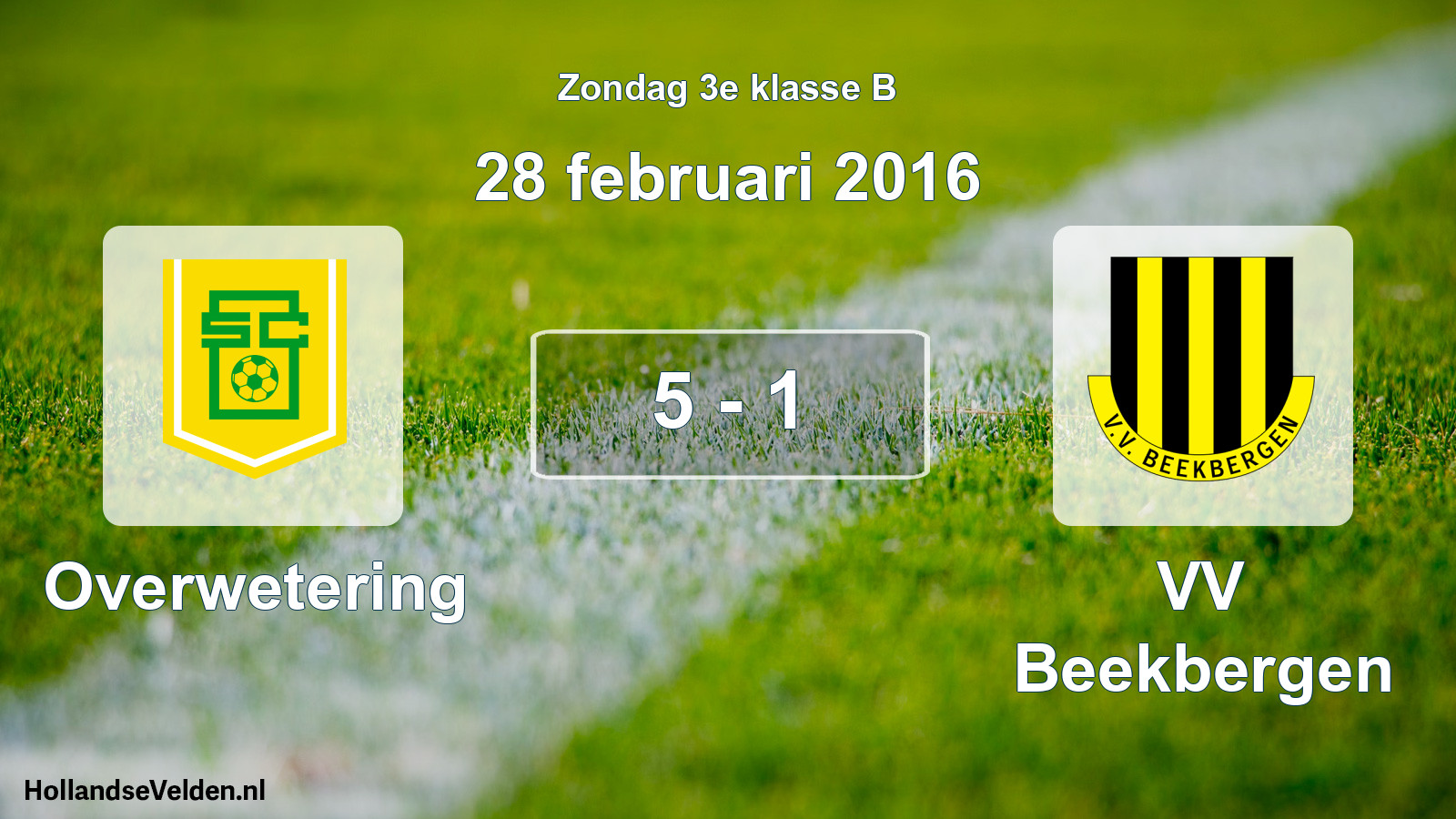Total number of matches played: Overwetering - VV Beekbergen 5 - 1 (28 February 2016)