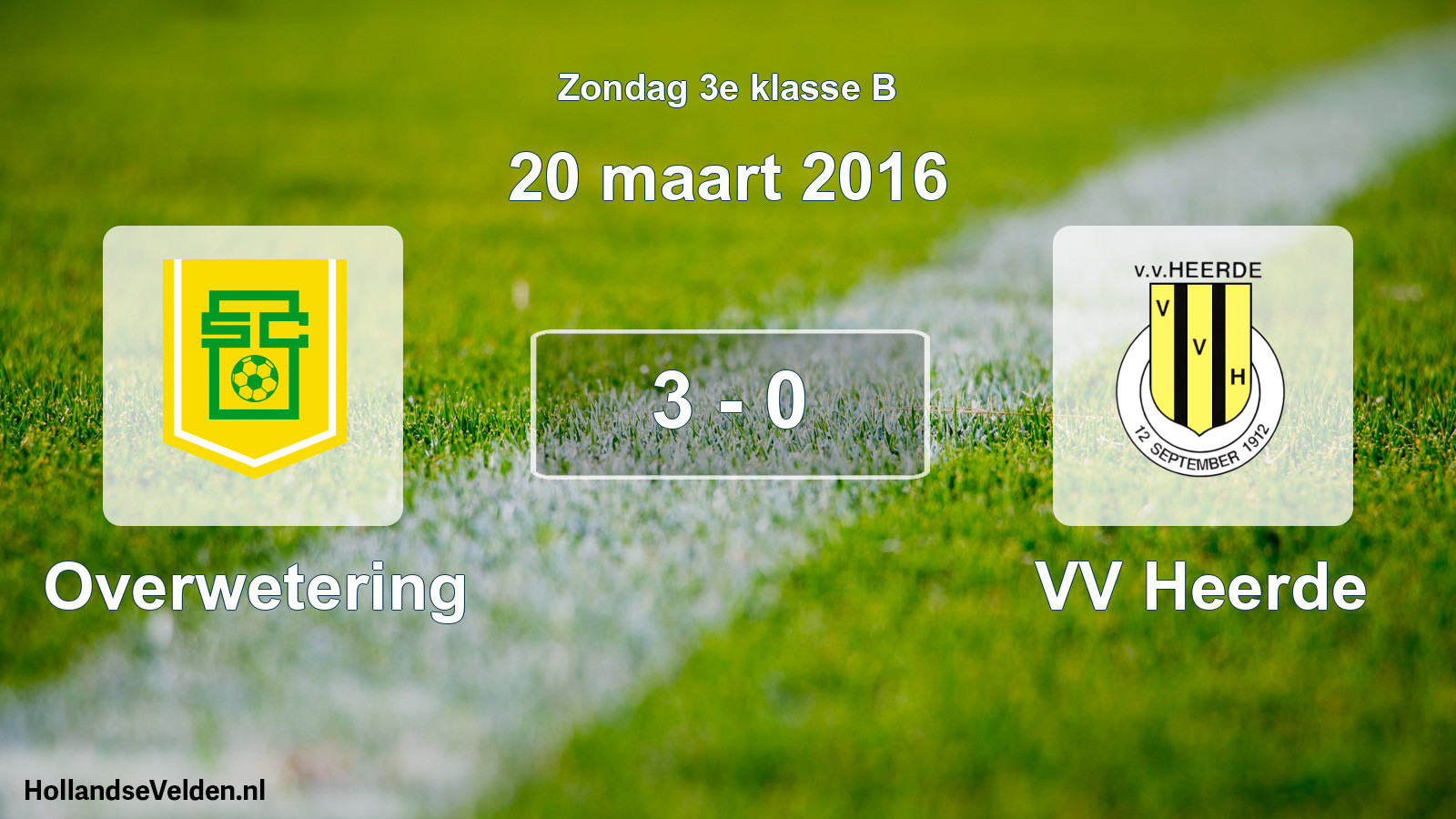 Total number of matches played: Overwetering - VV Heerde 3 - 0 (20 March 2016)