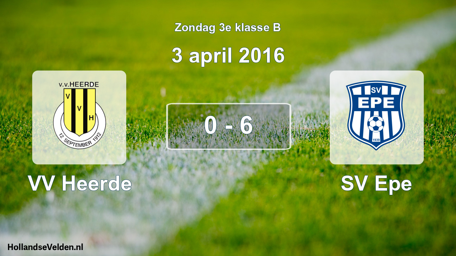 Total number of matches played: VV Heerde - SV Epe 0 - 6 (3 April 2016)