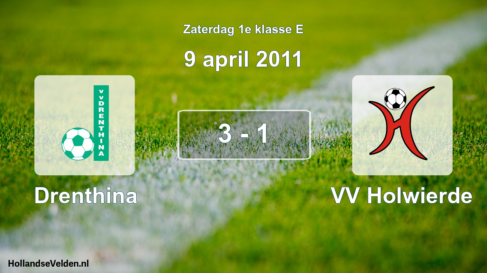 Total number of matches played: Drenthina - VV Holwierde 3 - 1 (9 April 2011)
