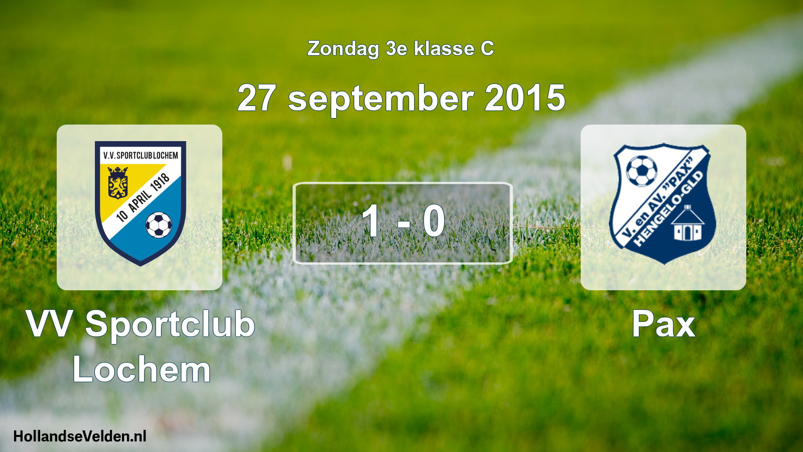 Total number of matches played: VV Sportclub Lochem - Pax 1 - 0 (27 September 2015)