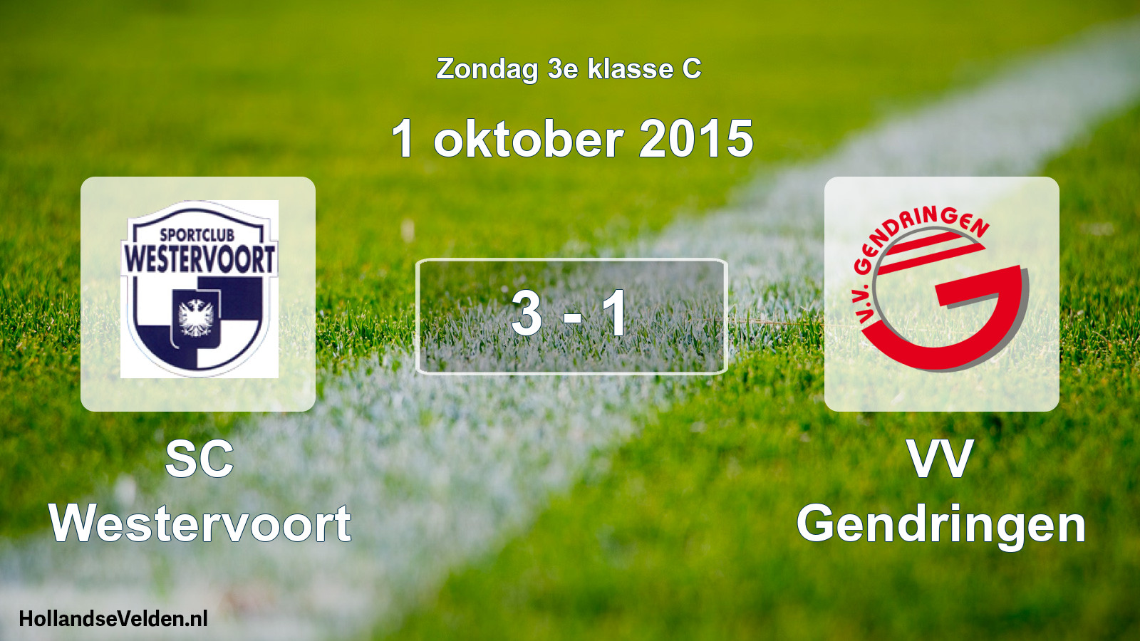 Total number of matches played: SC Westervoort - VV Gendringen 3 - 1 (1 October 2015)