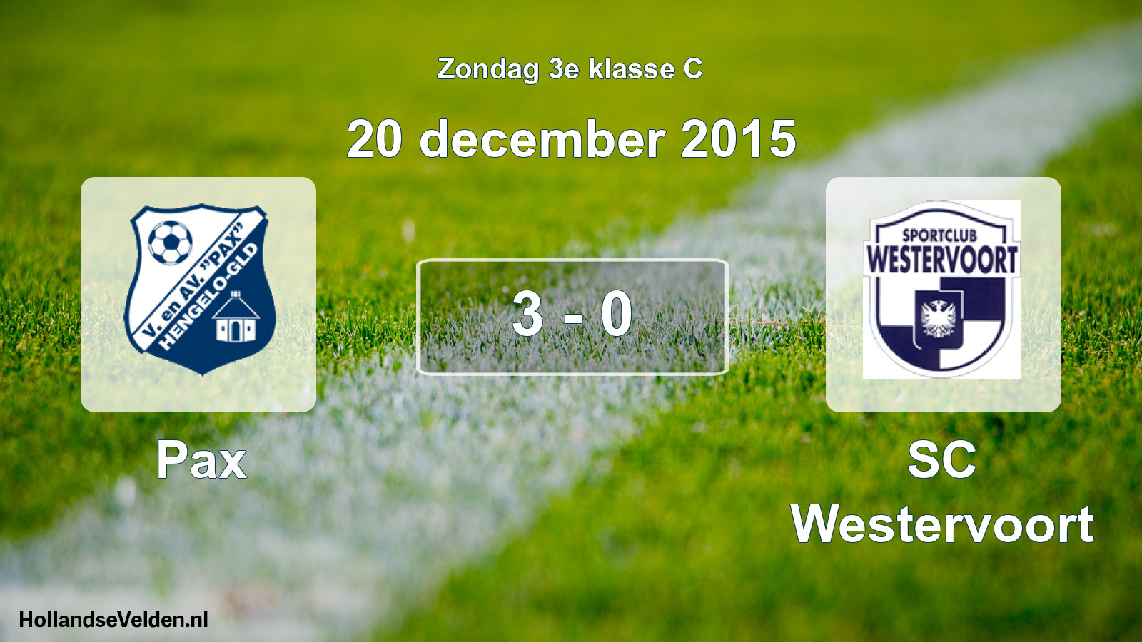 Total number of matches played: Pax - SC Westervoort 3 - 0 (20 December 2015)