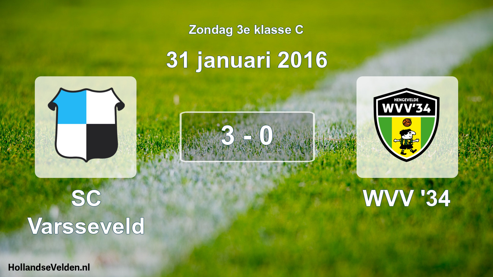 Total number of matches played: SC Varsseveld - WVV '34 3 - 0 (31 January 2016)