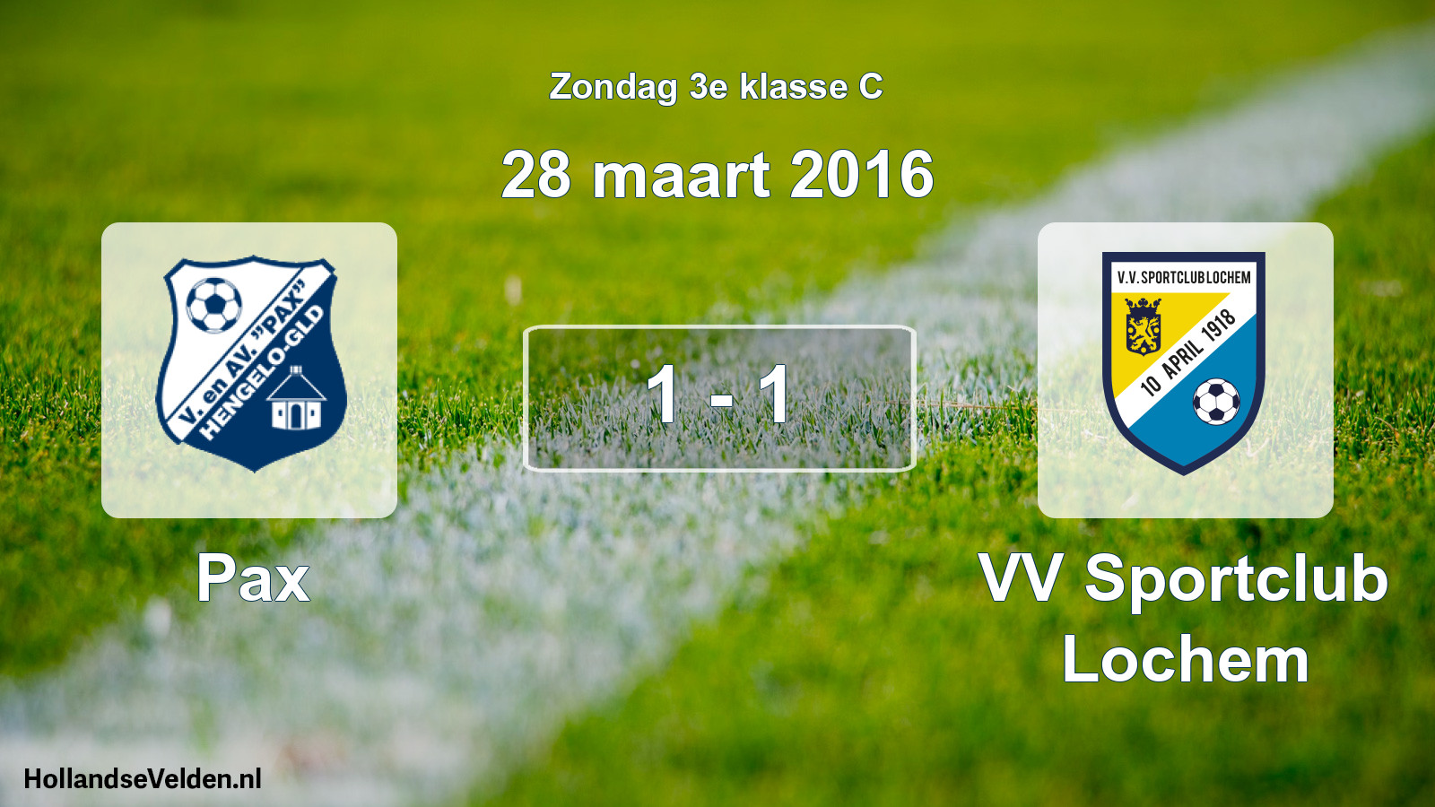 Total number of matches played: Pax - VV Sportclub Lochem 1 - 1 (28 March 2016)
