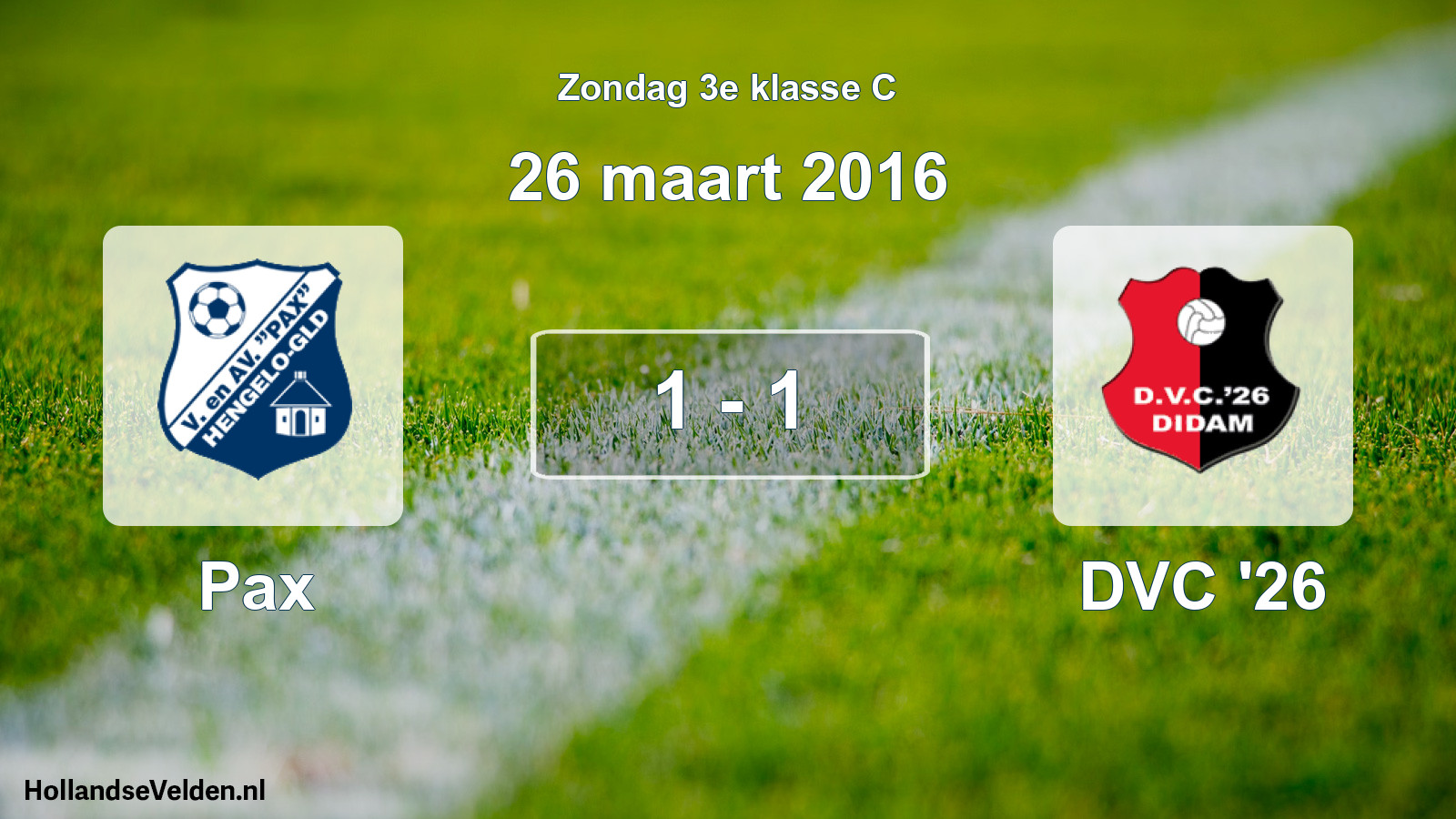 Total number of matches played: Pax - DVC '26 1 - 1 (26 March 2016)