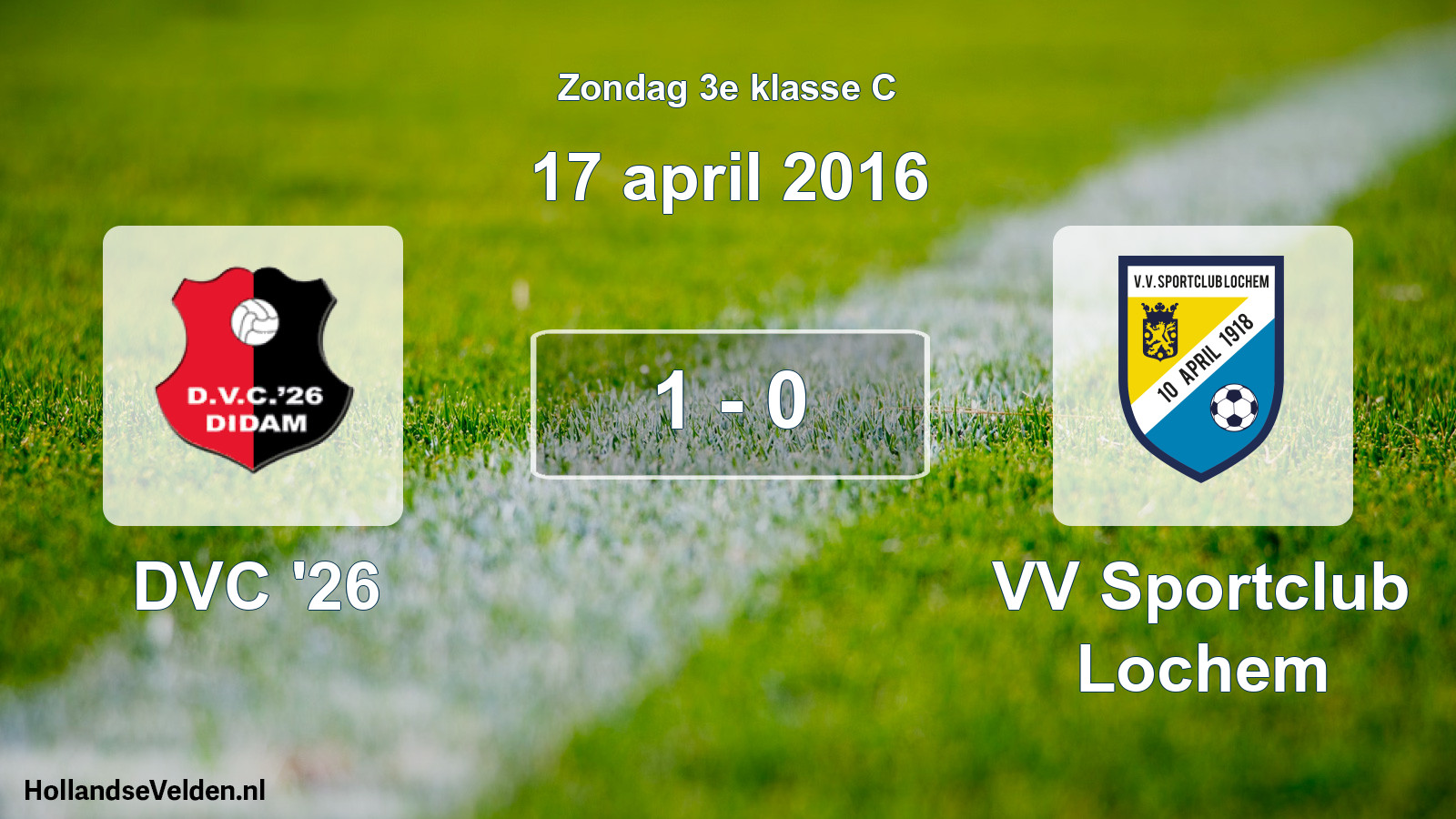 Total number of matches played: DVC '26 - VV Sportclub Lochem 1 - 0 (17 April 2016)