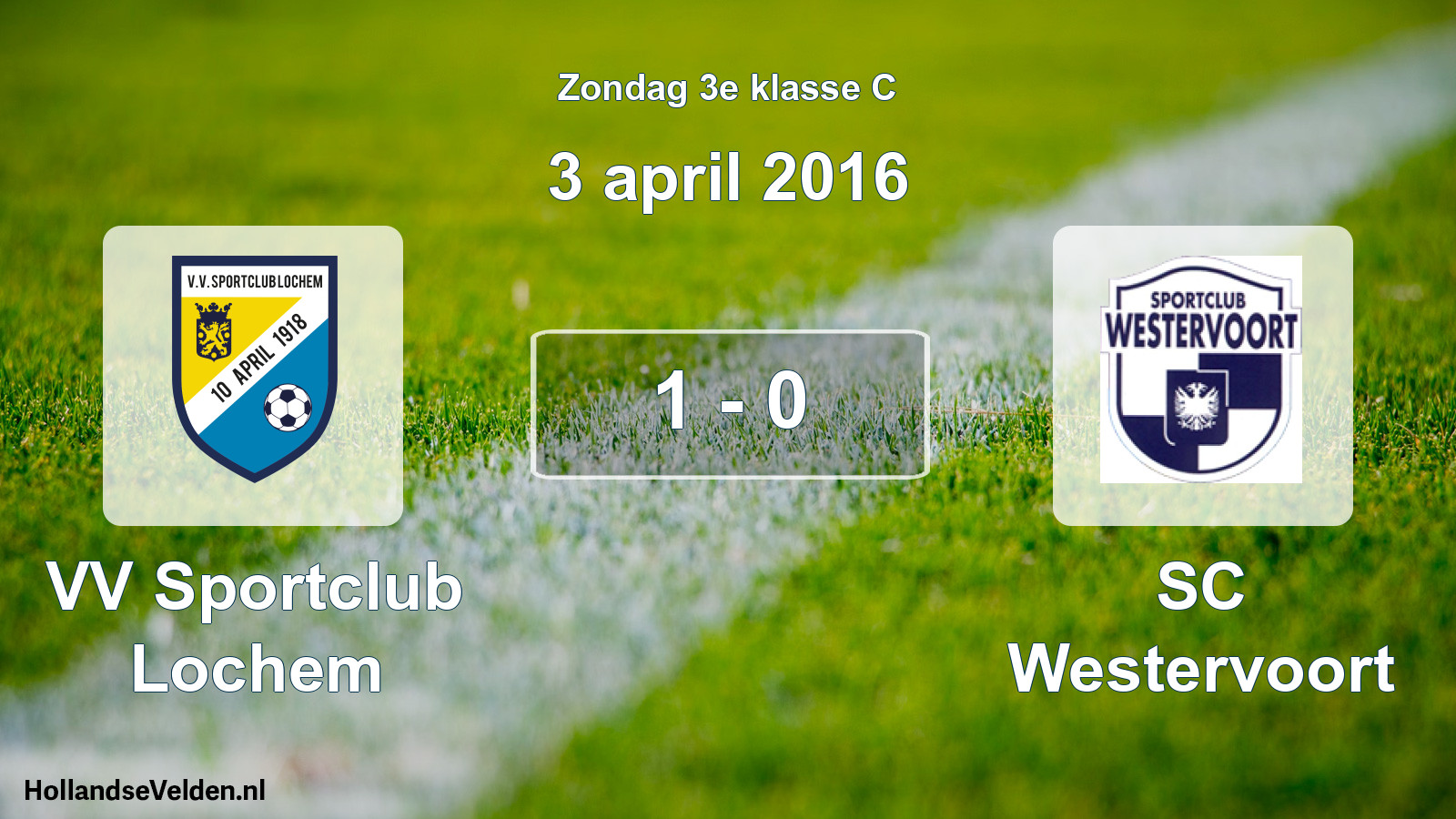 Total number of matches played: VV Sportclub Lochem - SC Westervoort 1 - 0 (3 April 2016)
